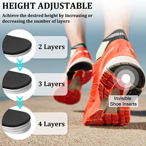 Image of JUMPOW Adjustable Orthopedic Shoe Lifts Inserts, 4 Layers Height Increase, Insoles for Uneven Legs, Leg Length Discrepancy, Heel Spurs & Pain, Sports Injuries, Achilles Tendonitis