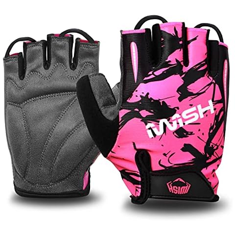 iwish Child Thin Half Finger Outdoor Sports Cycling Bike Gloves Kids Gloves (Pink, Large) Cover