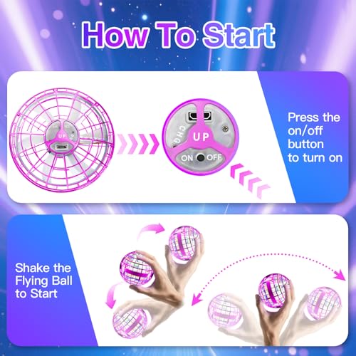 PKBOSS Fliegender Ball Magic Flying Orb Ball,Hand Controlled Hover Schwebender mit LED Licht Flying Spinner Mini Drohne Für Kinder Hover Toy Geschenke für Jungen Mädchen 6-12 Jahre