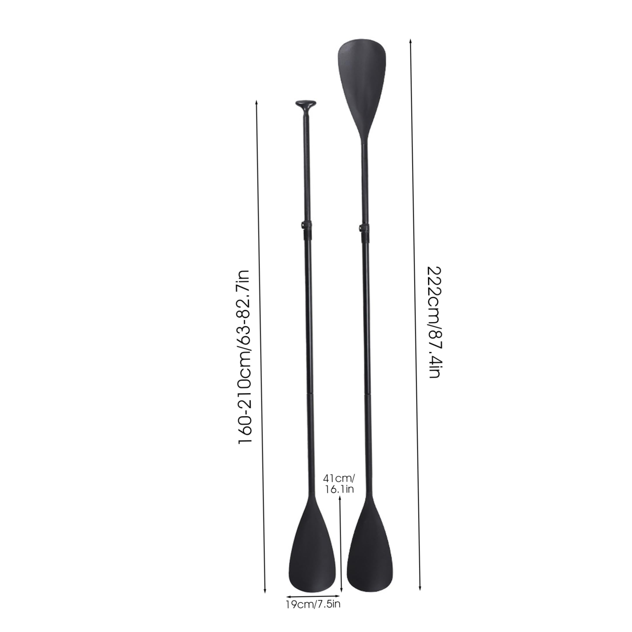Pagaie double face, rame de kayak réglable simple/double mode, noire