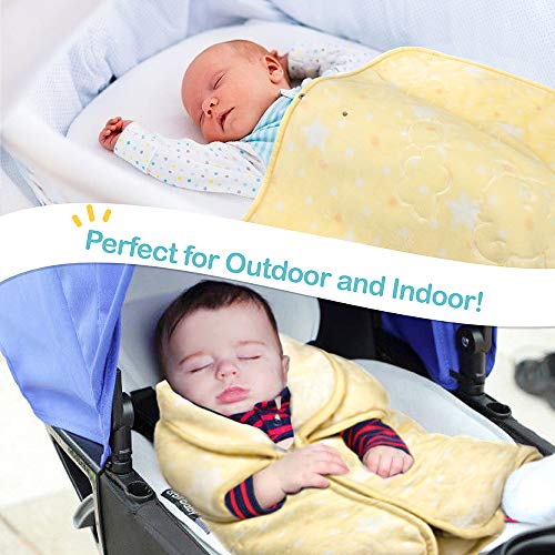 Image of JOIE BEAN Swaddle Blanket Adjustable Baby Wrap | Toddler and Baby Blanket 2 in 1 Sleep Sack Bag | Soft Micro Plush Fleece Infant Sleeping Bag and Wearable Blanket| 35 x 31 Inches Yellow