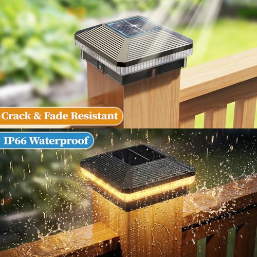 Image of 8 Pack Solar Post Cap Lights Outdoor, Brighter 40 LEDs with 3 Modes, Waterproof Deck Fence Post Lights Solar Powered for 3.5x3.5 and 4x4 Wood /Vinly Posts