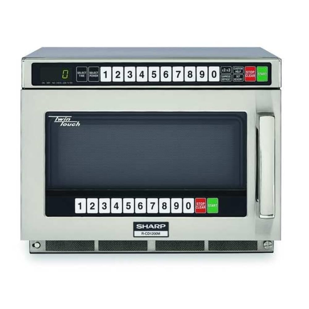 Commercial Microwave Oven by Sharp – 0.75 cubic_feet, Stainless Steel, Silver, Model R-CD1200M