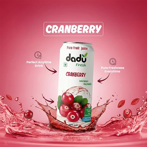 Image of Dadu Fresh Tropical & Berry Fruit Juice Combo | Passion Fruit, Cranberry, Mixed Berries & Lychee | Pure Fruit Healthy Beverage | No Added Sugar, No Preservatives, Not from Concentrate | Vitamin Rich & Naturally Refreshing | 1070ml (4 Cans)