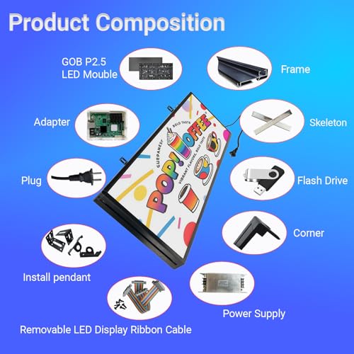 Image of Indoor P2.5 GOB Programmable LED Sign 39''x14'', Full Color LED Digital Sign with WiFi Control,High Resolution and Impact-resistant, Support Custom Text /Image /Video for Business Advertising