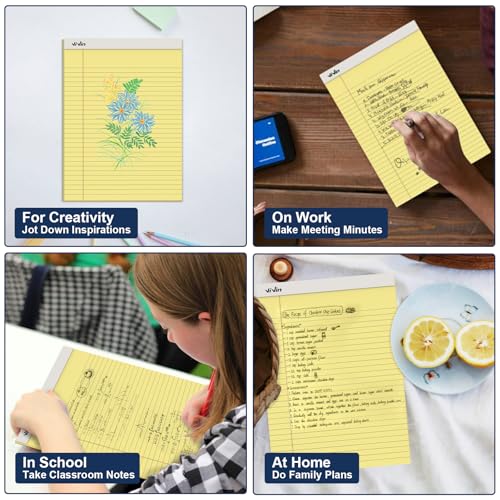 ViVin Blocos legais 21 x 28 cm, pacote com 12, 50 folhas/bloco, blocos de anotações pautados largos,