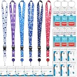 6 Pack Lanyards with Ship Card Holders, Retractable Badge Reels with Waterproof Luggage Tags ID Holders for Cruise Essentials Accessories Key Cards