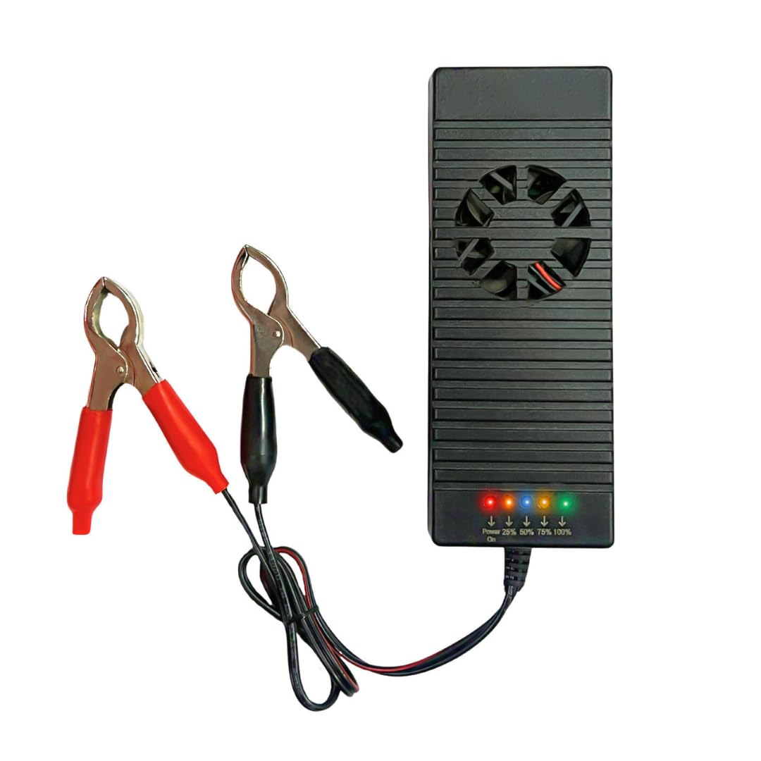 12V 10A Fast Battery Charger with 5-Level LED Indicator for Car & Bike, Smart Automotive Battery Charger with Cooling Fan, Heavy Duty Clamps for Lead Acid, Lithium, Inverter & UPS Batteries-image-14