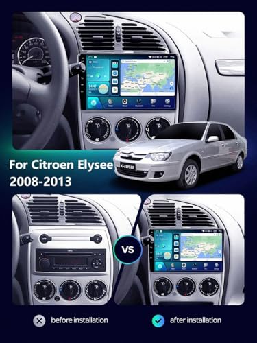 Autoradio portátil Car Play y GPS compatible con Citroen Elysee 2008-2013 2