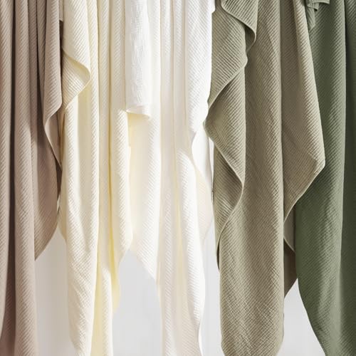 Image of EVERGRACEHOME Cotton Coverlet Set Full Queen Size 3 Pieces, Lightweight Soft Ribbed Matelasse Bedspread Quilt Set, Cozy Oversized Quilted Bedding Set with 2 Pillow Shams for All Seasons, Olive Green