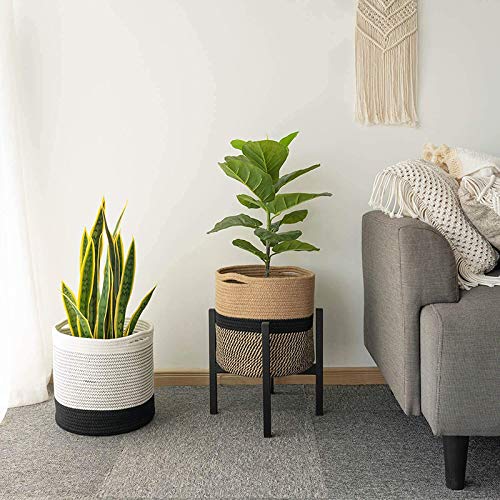 Minicoco Woven Cotton Rope Plant Basket for 7.8 Inch Planter, Cotton Rope Jute Plant Pot Decorative - Image 2