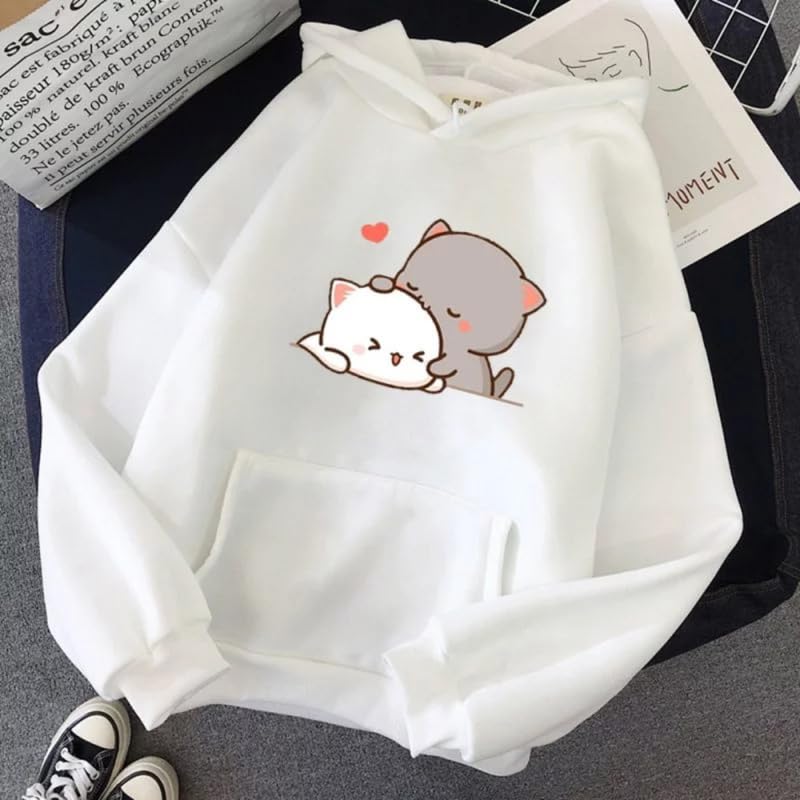 Image of Popster Printed Hooded Sweatshirt Hoody Fleece Regular Fit Full Sleeves Stylish Jumper Sweatshirts Winter Wear Hoodie for Women