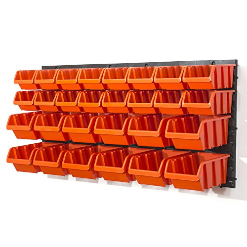 Prosperplast - Tableau a outils avec boites de rangement 30 elements orange combinaison murale