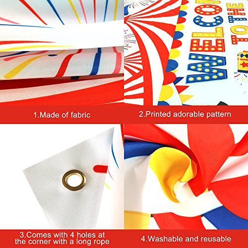 Image of Welcome To The Carnival Backdrop - 72x44 Inch | Carnival Theme Party Decorations | Circus Party Decorations for Birthday Carnival Games for Kids, Carnival Decorations for Carnival Party, KatchOn