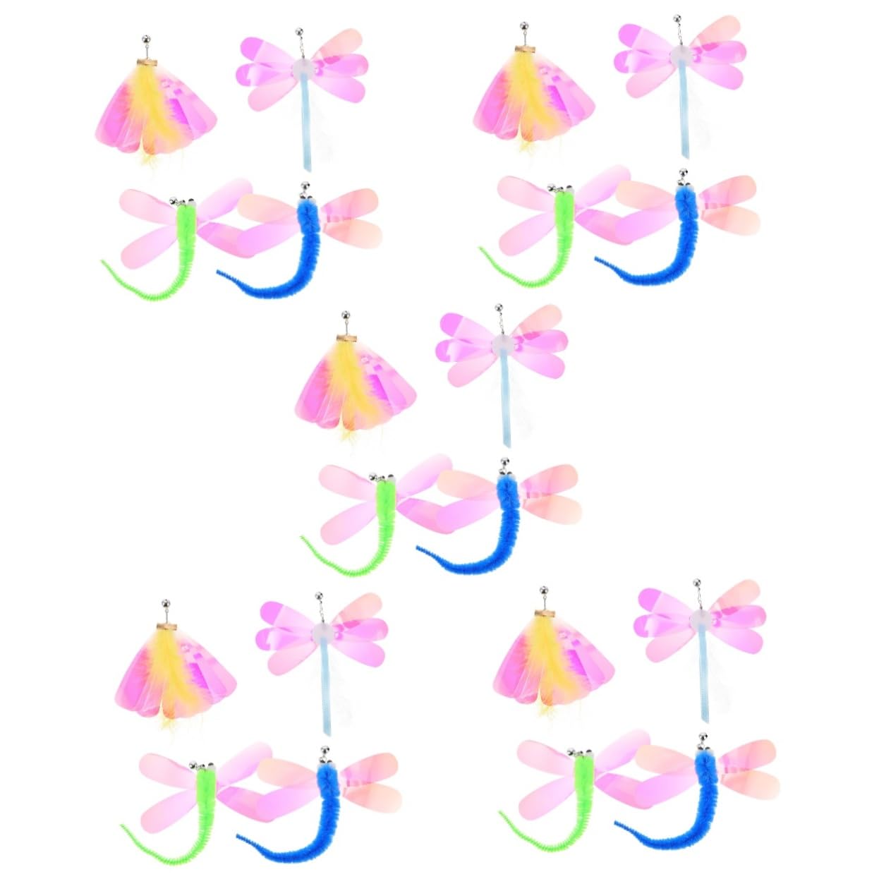 Toddmomy 40pièces Jouets De Remplacement pour Chat Kit De Jouets à Agiter Accessoires De Jeux Interactifs avec Libellules Et