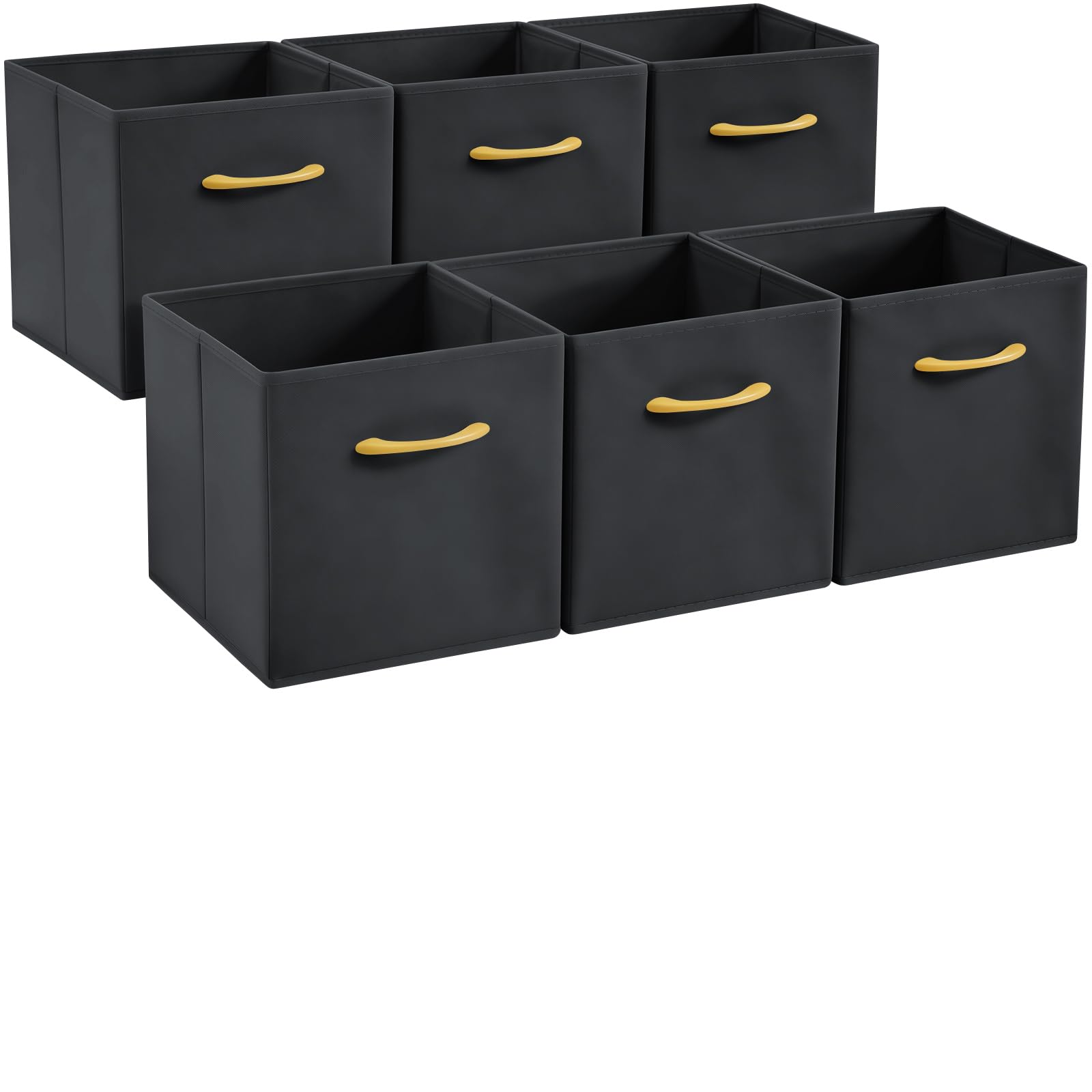 Hibtn Set of 6 Foldable Storage Box, Fabric with Handles Storage Cubes And Cloth Storage Organizer Drawer For Closet And Toys Storage,30 x 30 x 30 cm, Dark Gray — image 1