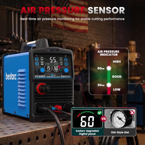 Bestarc Pilot Arc Plasma Cutter, [Large LED Display][Air Sensor] 55A Plasma Cutter Machine 110/220V Dual Voltage, 1/2 Inch Clean Cut 4/5 Inch Max Cut, Post Flow Mesh, 2T/4T for Beginners DIY by bestarc - Image 5