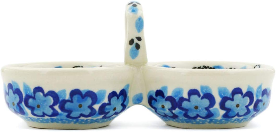 Polmedia Polish Pottery Condiment Dish UNIKAT - Out Of Blue Pattern Handmade in Boleslawiec Poland by Ceramika Artystyczna + Certificate of Authenticity