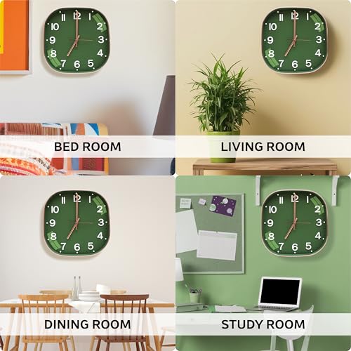 Image of TEKCOOL Plastic Analogue Wall Clock 12 inch Silent Quartz Decorative Wall Clock Non-Ticking Classic Clock Battery Operated Round Easy to Read for Room /Home /Kitchen /Bedroom /Office /School.Mehendi.'