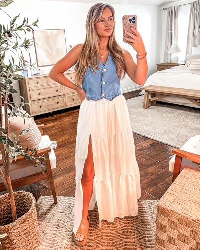 luvamia Jean Vests for Women Crop Denim Top Button Down Waistcoat Vest Tank Tops Fashion Casual Sleeveless Jacket2