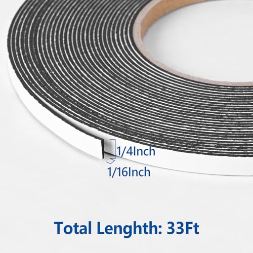 Image of Kikerike Self Adhesive Foam Tape Weatherstrip 1 /4In x 1 /16In x 33Ft High Density Foam Insulation Strips Seal Weather Stripping with Strong Adhesive for Door and Window Sound Isolation Soundproofing