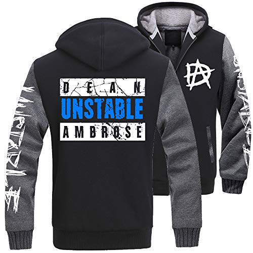 Dean Ambrose thick Hoodie Sweatshirt Winter Flannel Coats warm Parka Plush Jacket (Style 01, Large)