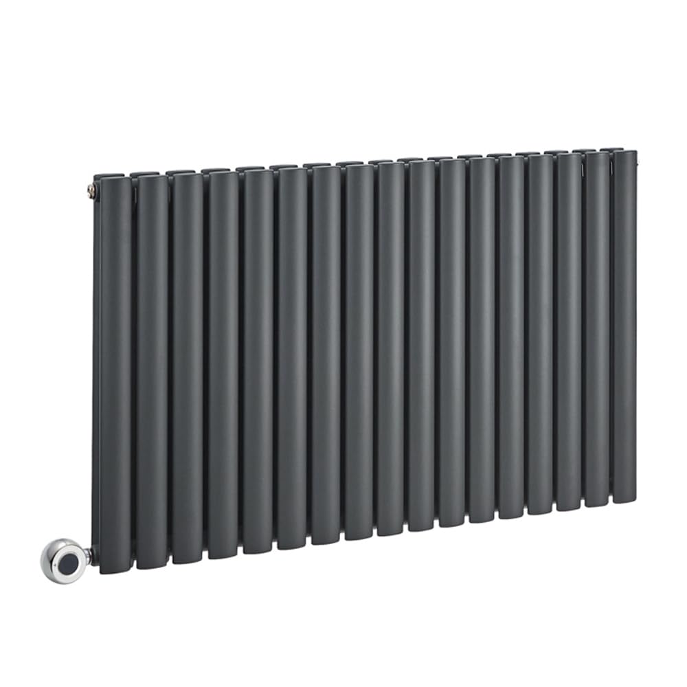 Milano Anthracite Aruba 1200W Horizontal Double Oval Panel Wifi Electric Radiator - 635Mm X 1000Mm