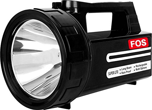 FOS ABS LED Search Light 5W (Range Upto 600 m) Rechargeable Handheld Torch, Black (Model: Superlite)