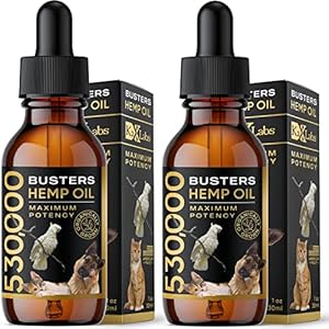 Busters Organic Hemp Oil 530,000 2pack 2month Supply for Dogs and Cats Max Potency Made in USA Omega Rich 3 6 and 9 Hip & Joint Health Natural Soothing Relief