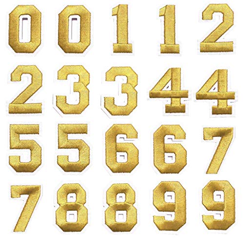 girl scout troop numbers - Juland 2 Sets of Numbers Embroidered Patches Iron On Embroidered Custom Backpack Patches Sew On Applications for Men, Women, Boys, Girls, Kids – Gold