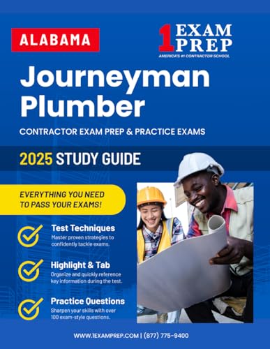 2025 Alabama Prov Journeyman Plumber Study Guide: Contractor Exam Preparation & Practice Exams cover