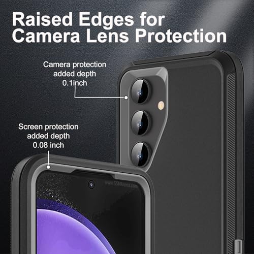 YKHJKLEC for Samsung Galaxy S23 FE Case, Military Grade 3 in 1 Heavy Duty Shockproof/Drop Proof/Dust Proof Case with 2Pcs Tempered Glass Screen Protector & Camera Lens Protector (Black/Grey) by YKHJKLEC - Used condition - Image 3