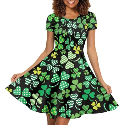 Image of Biyejit Women's Summer Casual Short Sleeve T-Shirt Swing Dress Crew Neck Plus Size S-4XL
