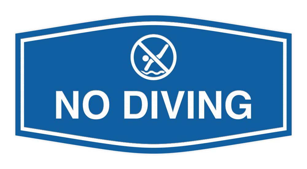 Signs ByLITA Fancy No Diving Sign with Adhesive Tape, Mounts On Any Surface (Blue) - Medium