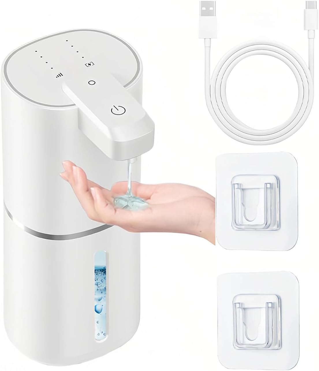 Joyzan Automatic Soap Dispenser, Touchless Dish Electric Liquid Hand Dispenser 4 Level Adjustable Rechargeable Wall Mount Smart Auto Dispensing Bathroom Infrared Sensor Kitchen Household Hotel 12.8oz