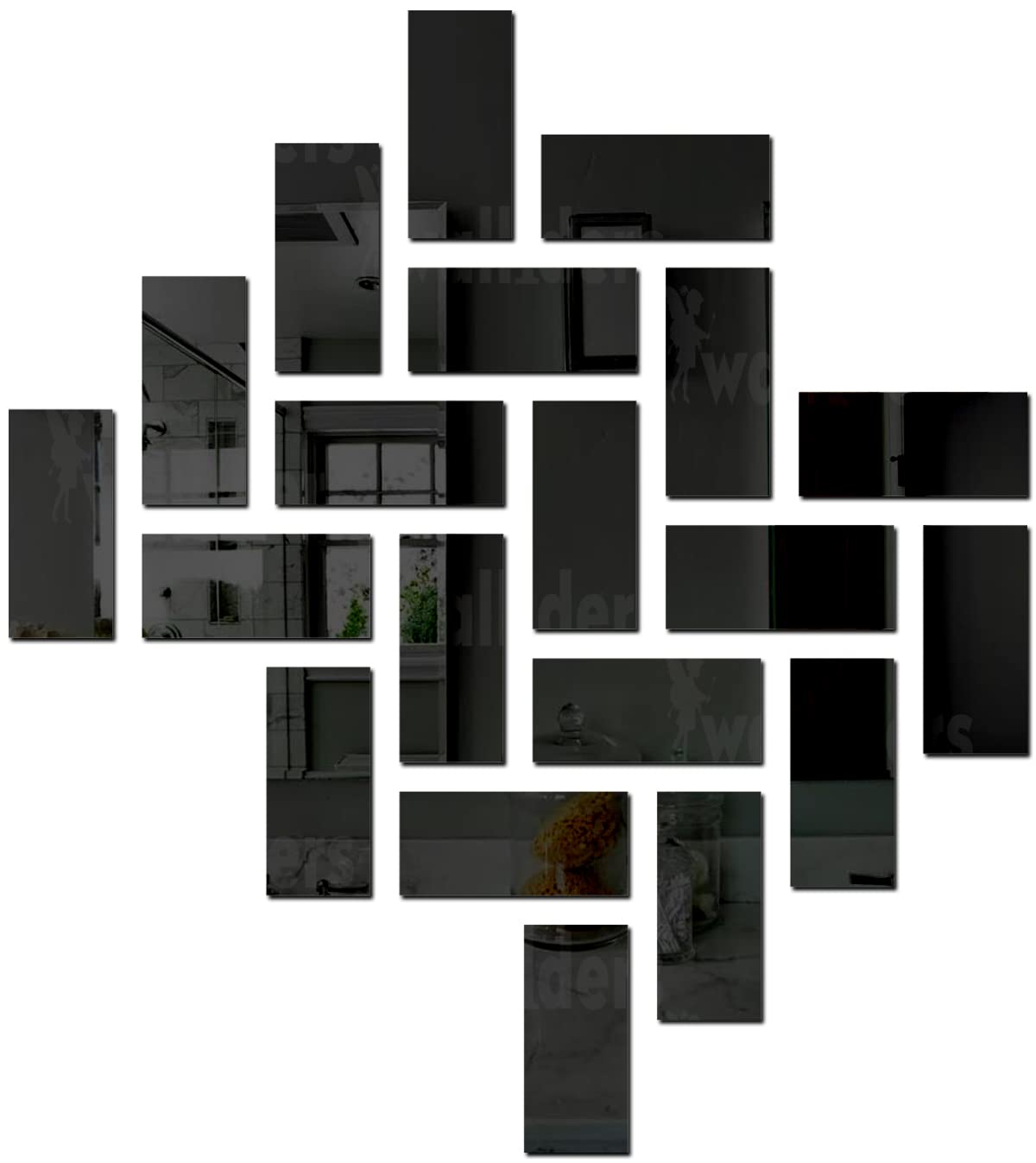Wall1ders 20 Rectangle Mirror Stickers for Wall, Acrylic Stickers, Wall Mirror Stickers, Wall Stickers for Bedroom, Hall, Home Offices (Black) (B09SGD7ML5) Amazon Price History, Amazon Price Tracker
