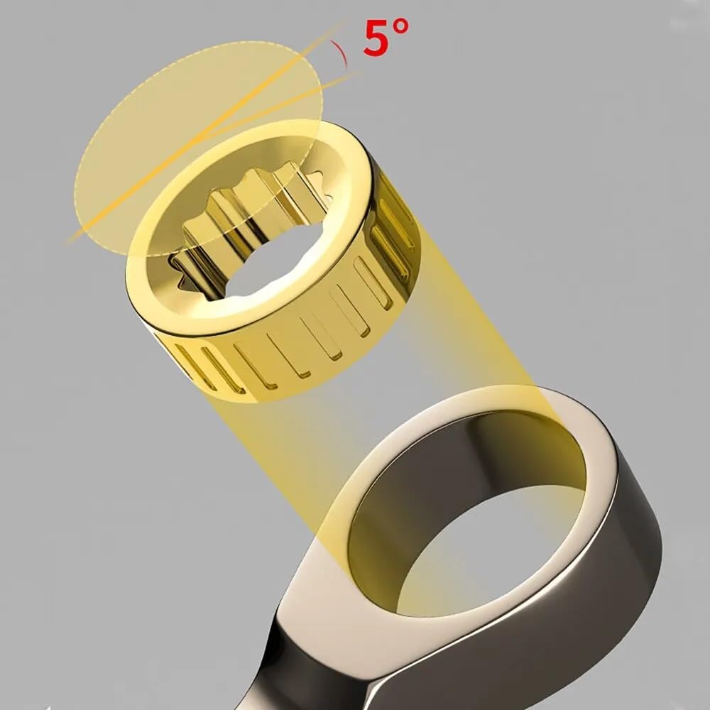 Llaves Fijas con Carraca Llave Inglesa de trinquete Dorada Flexible, Llaves dinamométricas universales for Herramientas de reparación de automóviles, 1 ud. Llave Carraca(32MM)