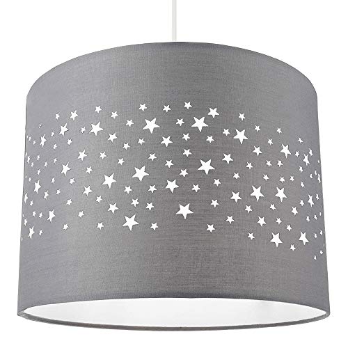 Étoiles décorées enfants/enfants pendentif en coton gris doux ou abat-jour par Happy Homewares