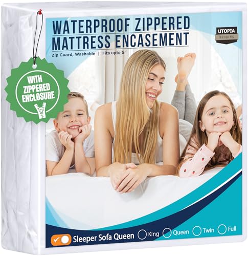 Utopia Bedding Funda de colchón con Cremallera, tamaño Queen, 100% Impermeable, a Prueba de chinches y ácaros, Protector de colchón Absorbente de Seis Lados
