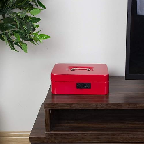 Miniatura 6 de KYODOLED Caja de dinero grande con cerradura de combinación, caja de dinero de metal segura con bandeja para dinero para caja de seguridad de 9.84 x