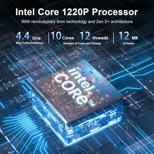 Image of Beelink EQI12 Mini PC with Intel 12th Gen Core i3-1220P (10C /12T,up to 4.4 GHz) | 16GB DDR4 500GB SSD Mini Desktop Computer | Dual 4K Display 2*HDMI | 1000M LAN WiFi 6 BT5.4 | Auto Power On