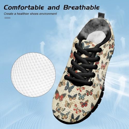 Little Girls Running Shoes Kids Breathable Athletic Mesh Sneakers Teenager Lace-up Hiking Shoes for School Wear 7