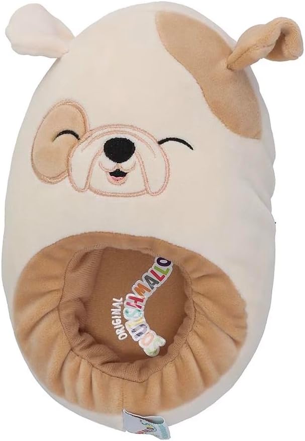 Squishmallows KellyToy Kids Slippers House Slipper Socks Collectible Pillow Animals (Brock Bulldog (Size 4/5))