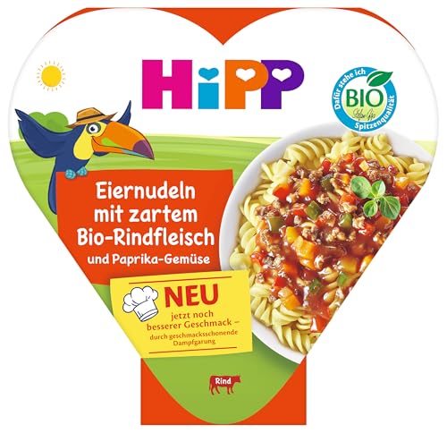 HiPP Bio Eiernudeln mit zartem Bio-Rindfleisch und Paprika-Gemüse (6 x 250g), Menü