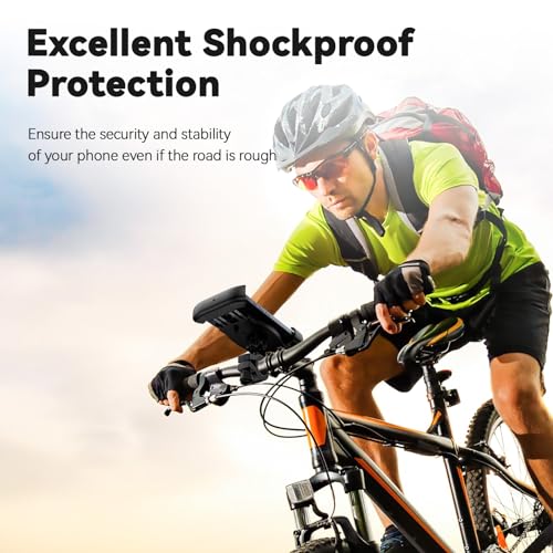 Image of FiveBox 1Pack Bike Bicycle Cell Phone Holder, Biking Cycle Handlebar Smartphone Mount for Ebike, Road Bike, Mountain Bike, Electric Scooter, Motorcycle, Comapatible iPhone, Samsung