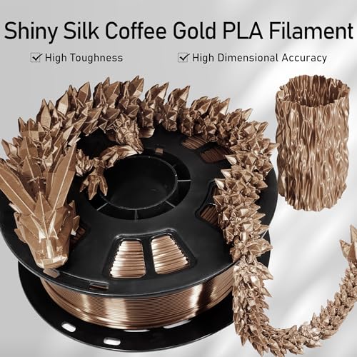 Image of Silk Coffee PLA Satin Shiny 3D Printer Filament, 1.75mm Diameter 1kg Spool 2.2lbs for FDM 3D Printers