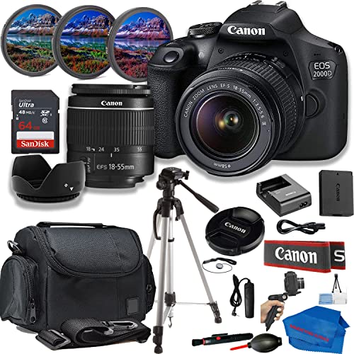 Canon Eos 2000D Rebel T7 Bundle con Lente 18-55mm y Accesorios miniatura 1