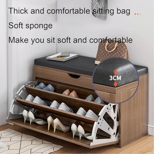 Banc de rangement à chaussures haut de gamme en PU blanc 80cm - 6