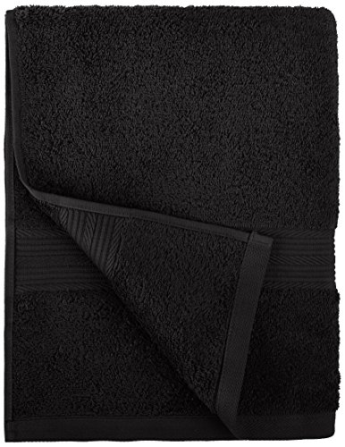 Amazon Basics 6-Piece Fade Resistant Bath Towel, Hand And Washcloth Set -Cotton, Black, 14.25" X 10.85" In #TOP1