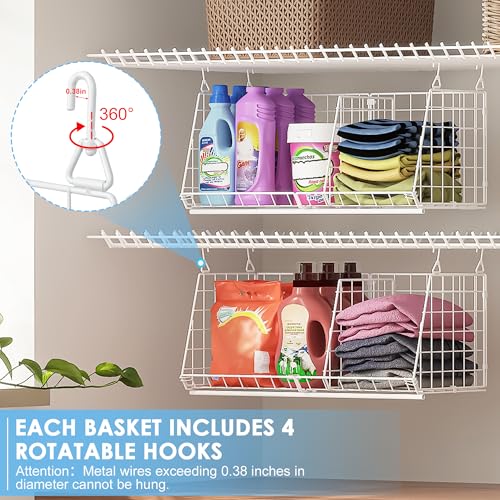 Image of 23.62 inch Extra-Long Under-Shelf Hanging Laundry Basket Organizer, 3-Pack Space-Saving Laundry Organizer, Fits Wire Shelving (Rod Diameter < 0.38 inch), Modular with Dividers for Custom Laundry Organization